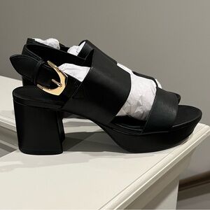 AEROSOLES Camila Black Heeled Platform Sandals